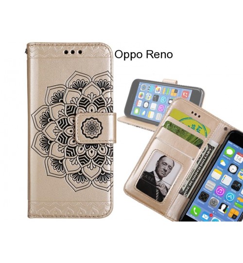 Oppo Reno Case mandala embossed leather wallet case