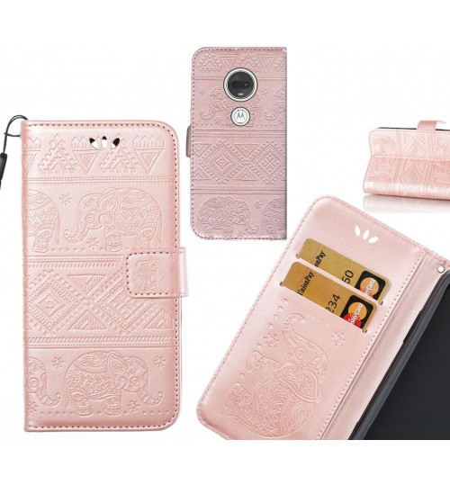 MOTO G7 case Wallet Leather flip case Embossed Elephant Pattern