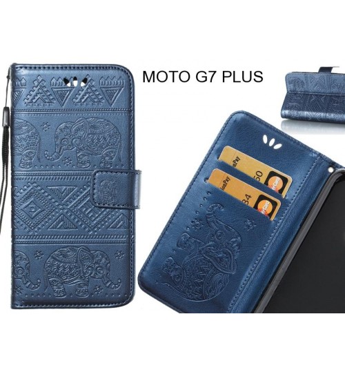 MOTO G7 PLUS case Wallet Leather flip case Embossed Elephant Pattern