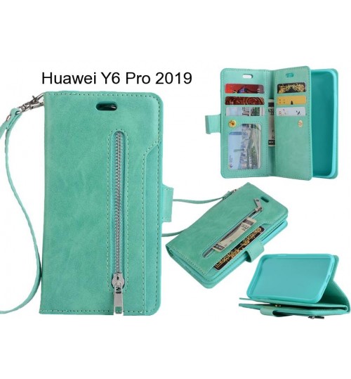 Huawei Y6 Pro 2019 case 10 cards slots wallet leather case with zip