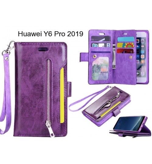 Huawei Y6 Pro 2019 case 10 cards slots wallet leather case with zip