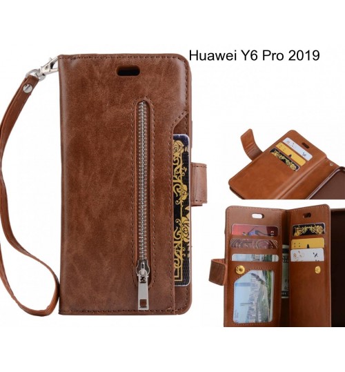 Huawei Y6 Pro 2019 case 10 cards slots wallet leather case with zip