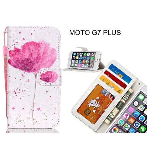 MOTO G7 PLUS case 3 card leather wallet case printed ID