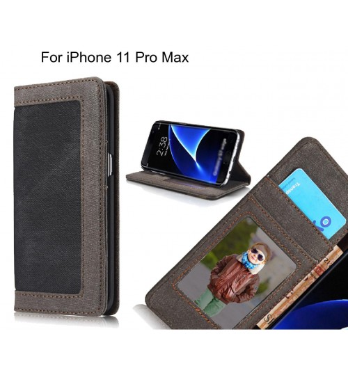 iPhone 11 Pro Max case contrast denim folio wallet case