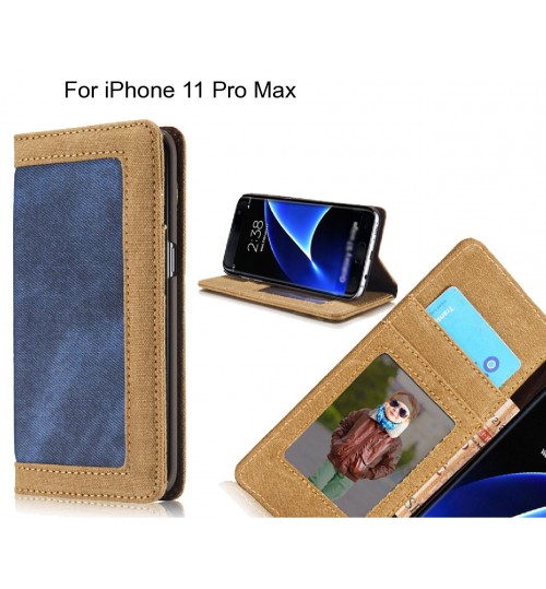 iPhone 11 Pro Max case contrast denim folio wallet case