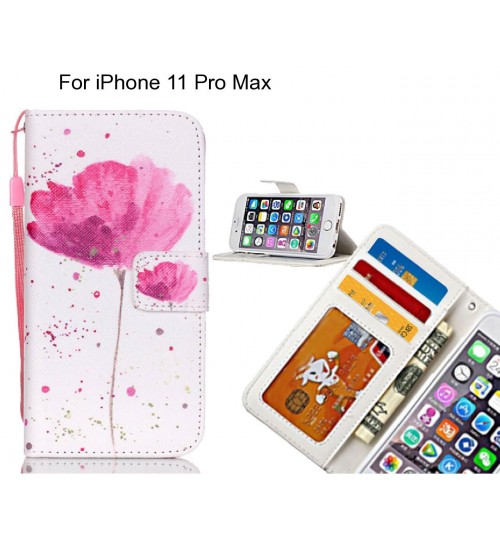 iPhone 11 Pro Max case 3 card leather wallet case printed ID