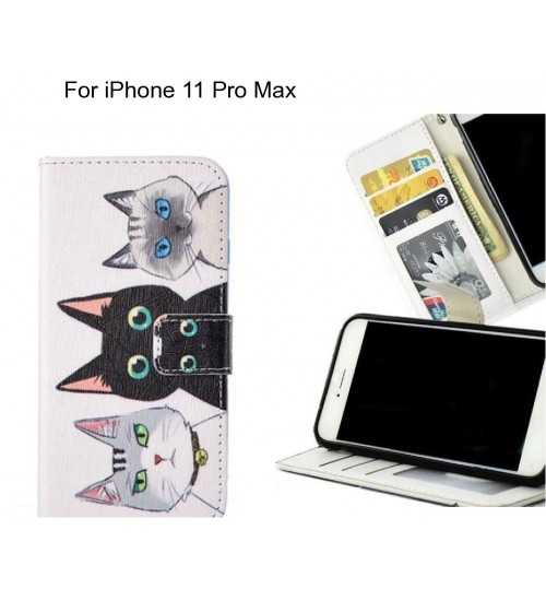 iPhone 11 Pro Max case 3 card leather wallet case printed ID