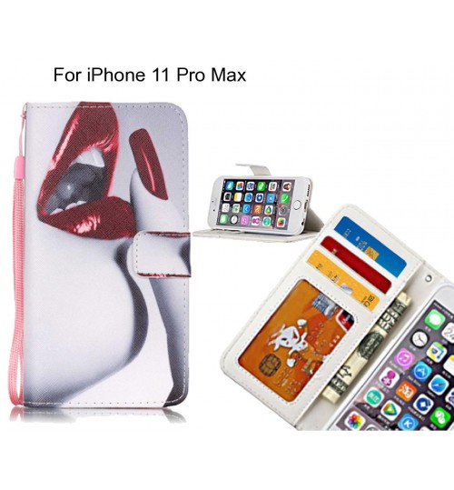 iPhone 11 Pro Max case 3 card leather wallet case printed ID