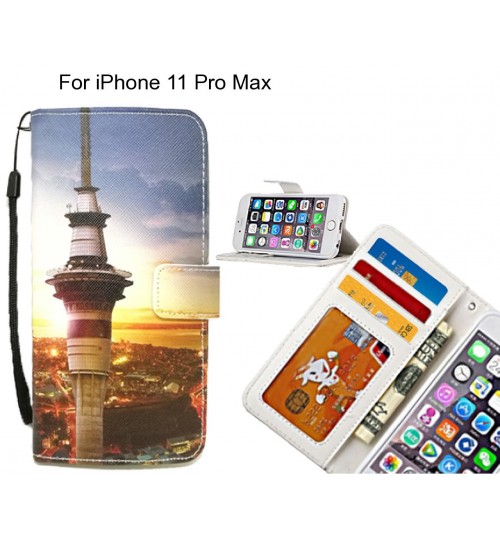 iPhone 11 Pro Max case 3 card leather wallet case printed ID