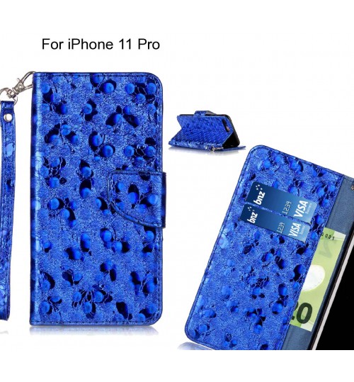 iPhone 11 Pro Case Wallet Leather Flip Case laser butterfly