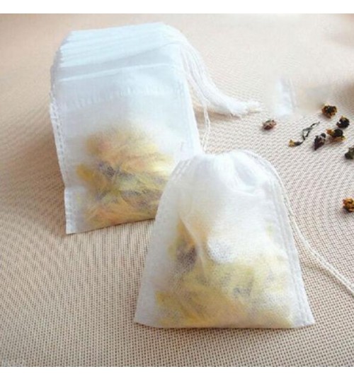 100pc Tea Bags Drawstring Teabags Food Filter Bag