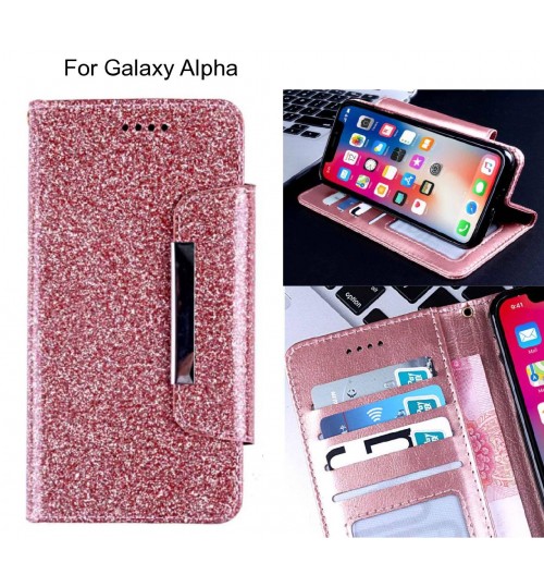 Galaxy Alpha Case Glitter wallet Case ID wide Magnetic Closure