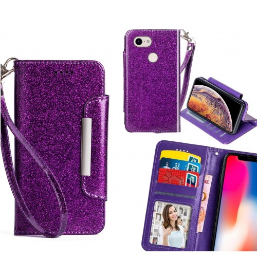 Google Pixel 3 Case Glitter wallet Case ID wide Magnetic Closure