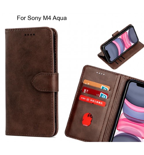 Sony M4 Aqua Case Premium Leather ID Wallet Case