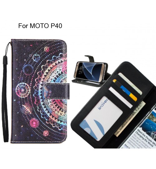 MOTO P40 case 3 card leather wallet case printed ID