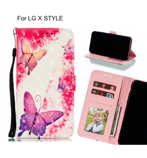 LG X STYLE Case Leather Wallet Case 3D Pattern Printed