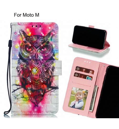 Moto M Case Leather Wallet Case 3D Pattern Printed