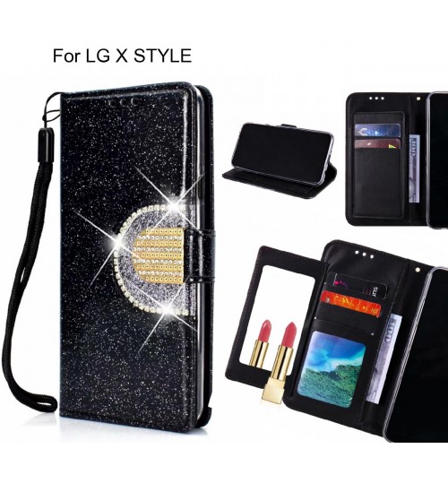 LG X STYLE Case Glaring Wallet Leather Case With Mirror