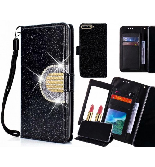 Huawei Y6 2018 Case Glaring Wallet Leather Case With Mirror