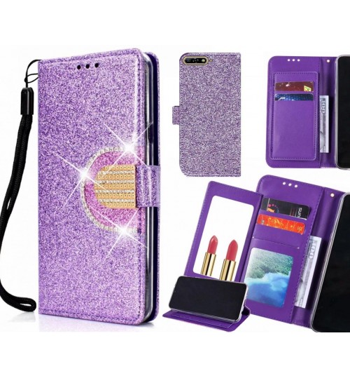 Huawei Y6 2018 Case Glaring Wallet Leather Case With Mirror