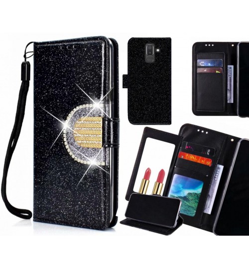Galaxy J8 Case Glaring Wallet Leather Case With Mirror