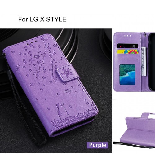 LG X STYLE Case Embossed Wallet Leather Case