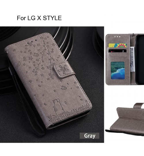 LG X STYLE Case Embossed Wallet Leather Case