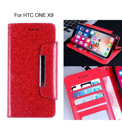 HTC ONE X9 Case Glitter wallet Case ID wide Magnetic Closure
