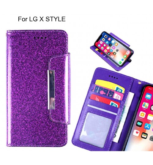LG X STYLE Case Glitter wallet Case ID wide Magnetic Closure