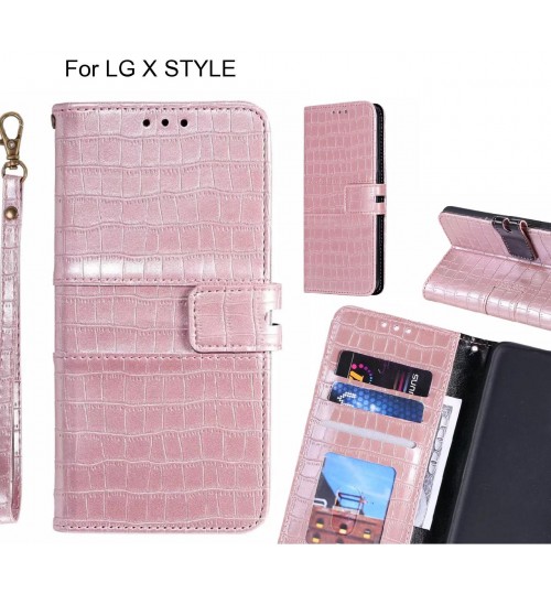 LG X STYLE case croco wallet Leather case