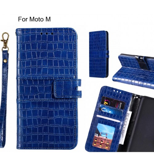 Moto M case croco wallet Leather case