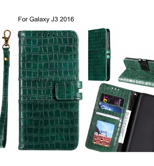 Galaxy J3 2016 case croco wallet Leather case