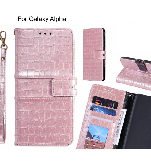 Galaxy Alpha case croco wallet Leather case