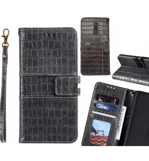 Galaxy J8 case croco wallet Leather case