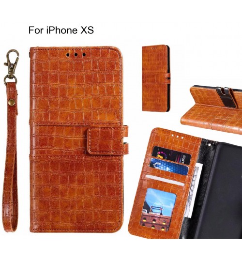 iPhone XS case croco wallet Leather case