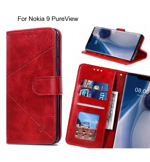 Nokia 9 Pureview Case Fine Leather Wallet Case - Red