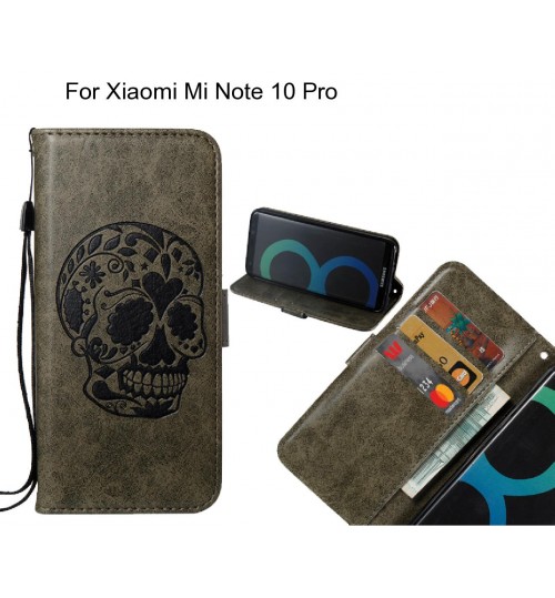 Xiaomi Mi Note 10 Pro case skull vintage leather wallet case