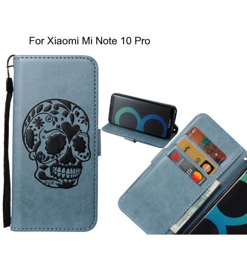 Xiaomi Mi Note 10 Pro case skull vintage leather wallet case