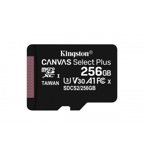 KINGSTON 256GB MICROSDXC UHS-1 CANVAS SELECT PLUS MEMORY CARD WITH SD ADAPTER