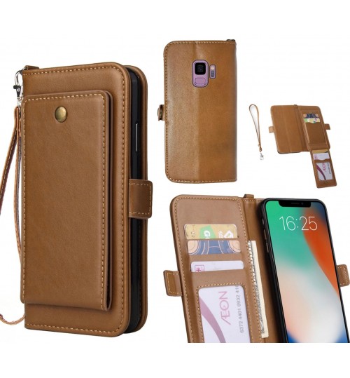 Galaxy S9 Case Retro Leather Wallet Case