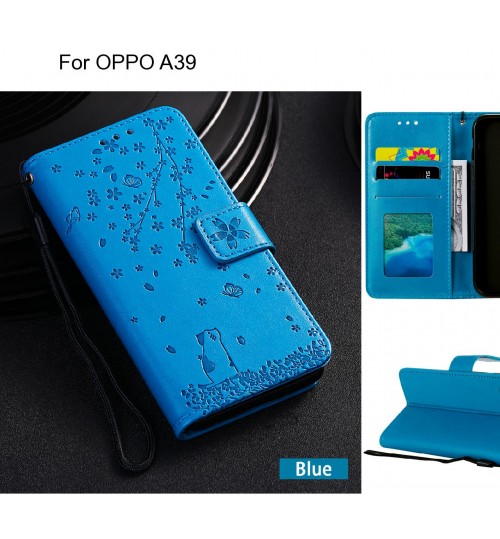 OPPO A39 Case Embossed Wallet Leather Case