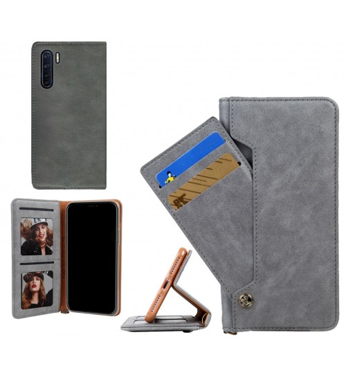 Oppo A91 case slim leather wallet case 6 cards 2 ID magnet