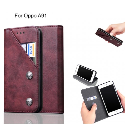 Oppo A91 Case ultra slim retro leather wallet case