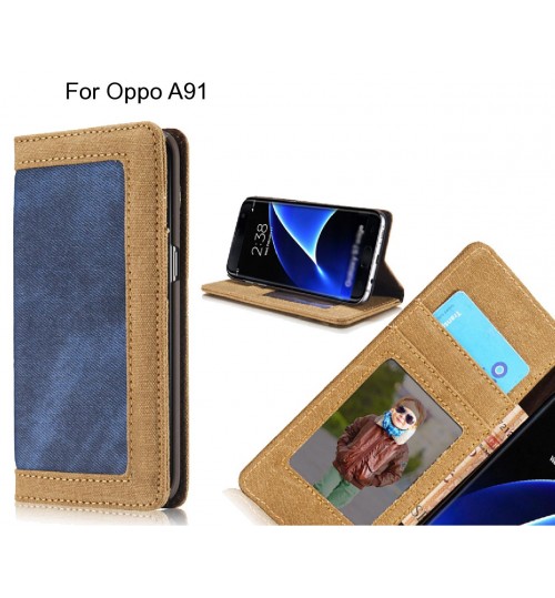 Oppo A91 case contrast denim folio wallet case