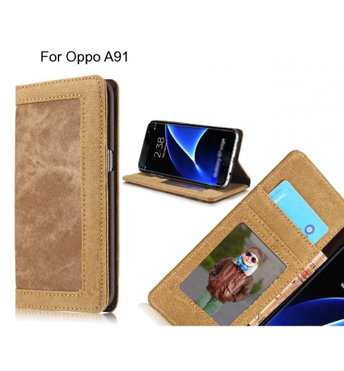 Oppo A91 case contrast denim folio wallet case