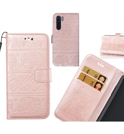 Oppo A91 case Wallet Leather case Embossed Elephant Pattern