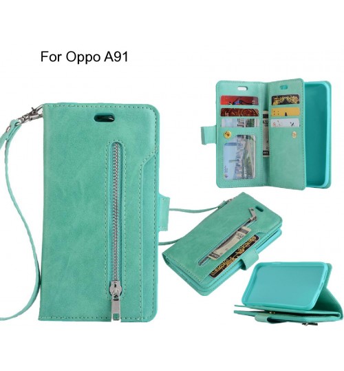 Oppo A91 case 10 cards slots wallet leather case with zip