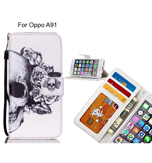 Oppo A91 case 3 card leather wallet case printed ID