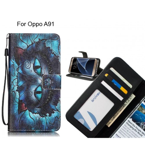 Oppo A91 case 3 card leather wallet case printed ID