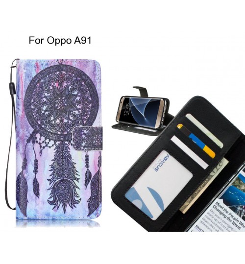 Oppo A91 case 3 card leather wallet case printed ID